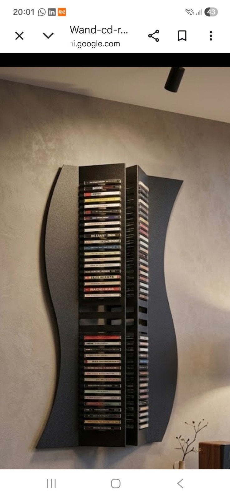 Stijlvol wandrek voor CD's - Modern design, Ophalen, Gebruikt, Metaal, 25 tot 75 discs