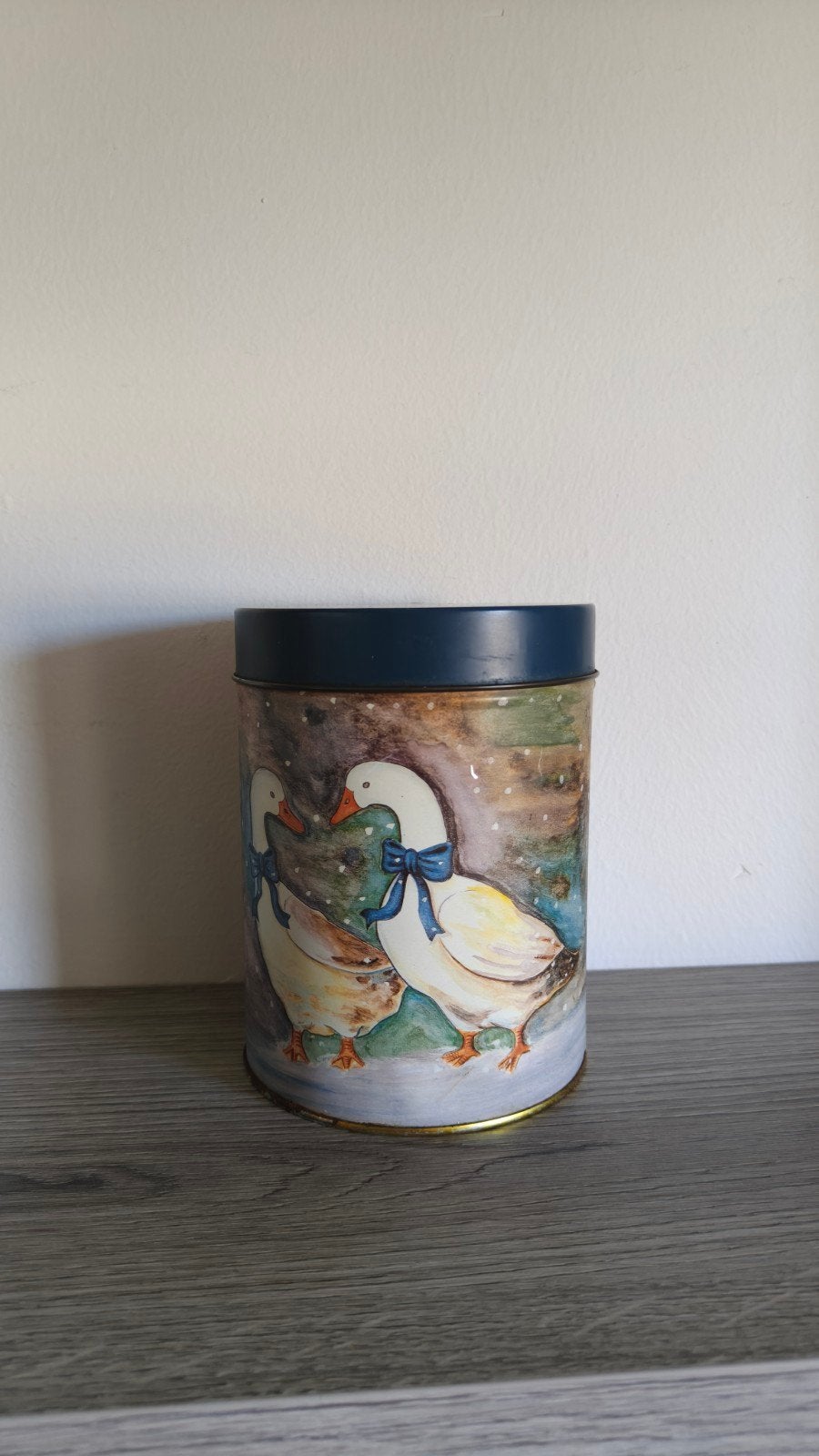 Vintage blik met eenden - voor koekjes of thee, Verzamelen, Blikken, Verzenden, Gebruikt, Overige