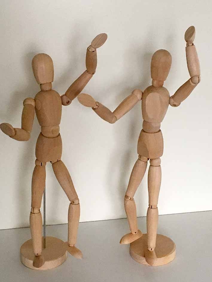 Teken pop hout 32 cm x 2 - Nieuw, Ophalen of Verzenden, Nieuw, Overige typen