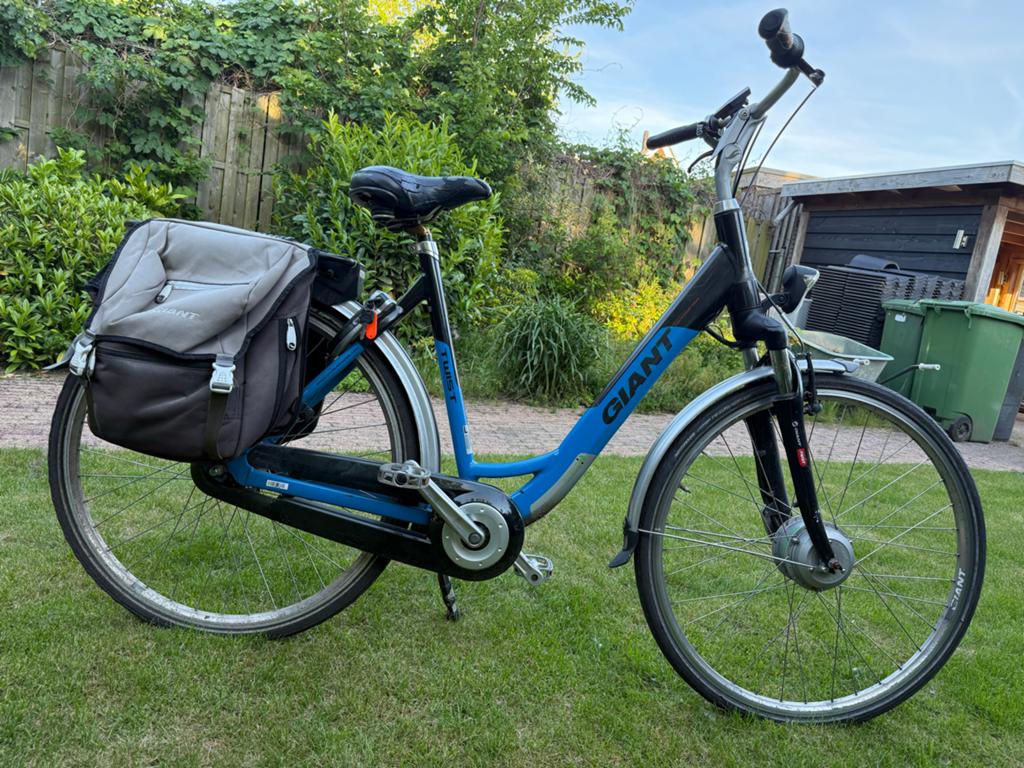 Giant Twist Go Power e-bike met fietstassen, Fietsen en Brommers, Gebruikt, 51 tot 55 cm, 30 tot 50 km per accu, Giant