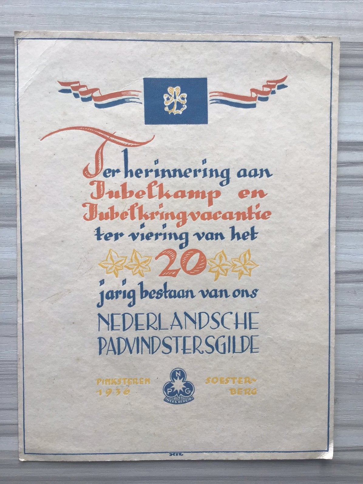 Scouting herinnerings kaart jubelkamp 1936, Ophalen of Verzenden, Gebruikt, Overige typen