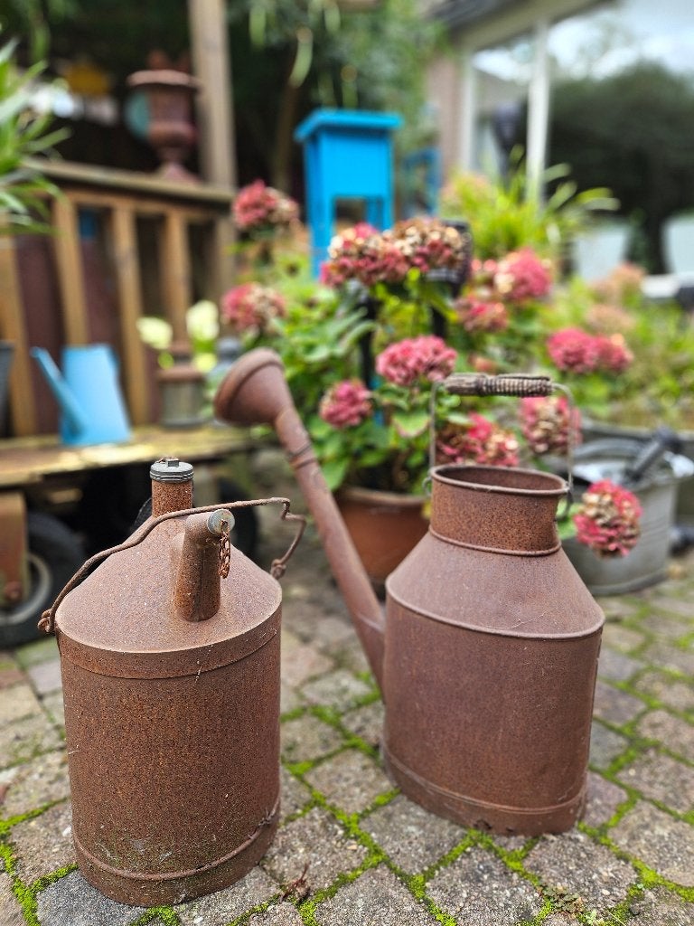 Roestige gieter en kan, Ophalen