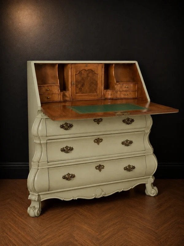 Antieke secretaire, brocante ladekast, vintage bureau VdlM, Ophalen, Oude ladekast administratiekast kast buikkast buikladekast