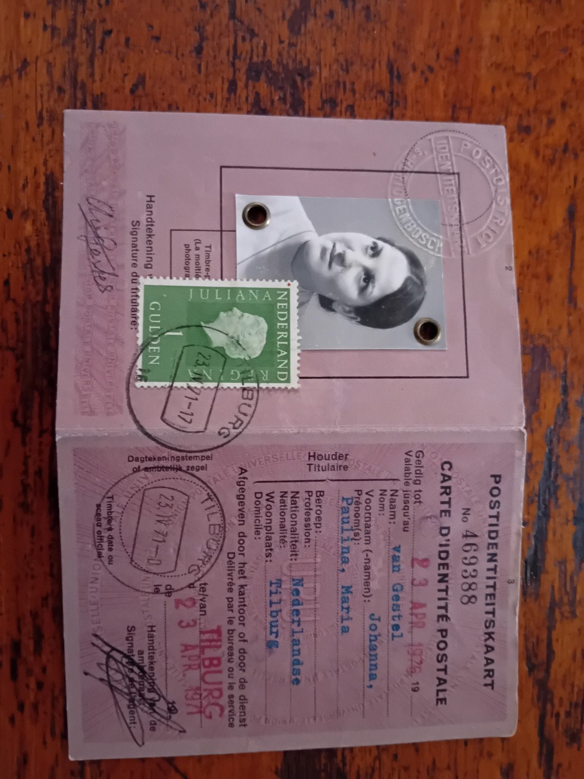 1 post identiteitskaart uit 1971 tilburg met postzegel, Ophalen of Verzenden, BRD