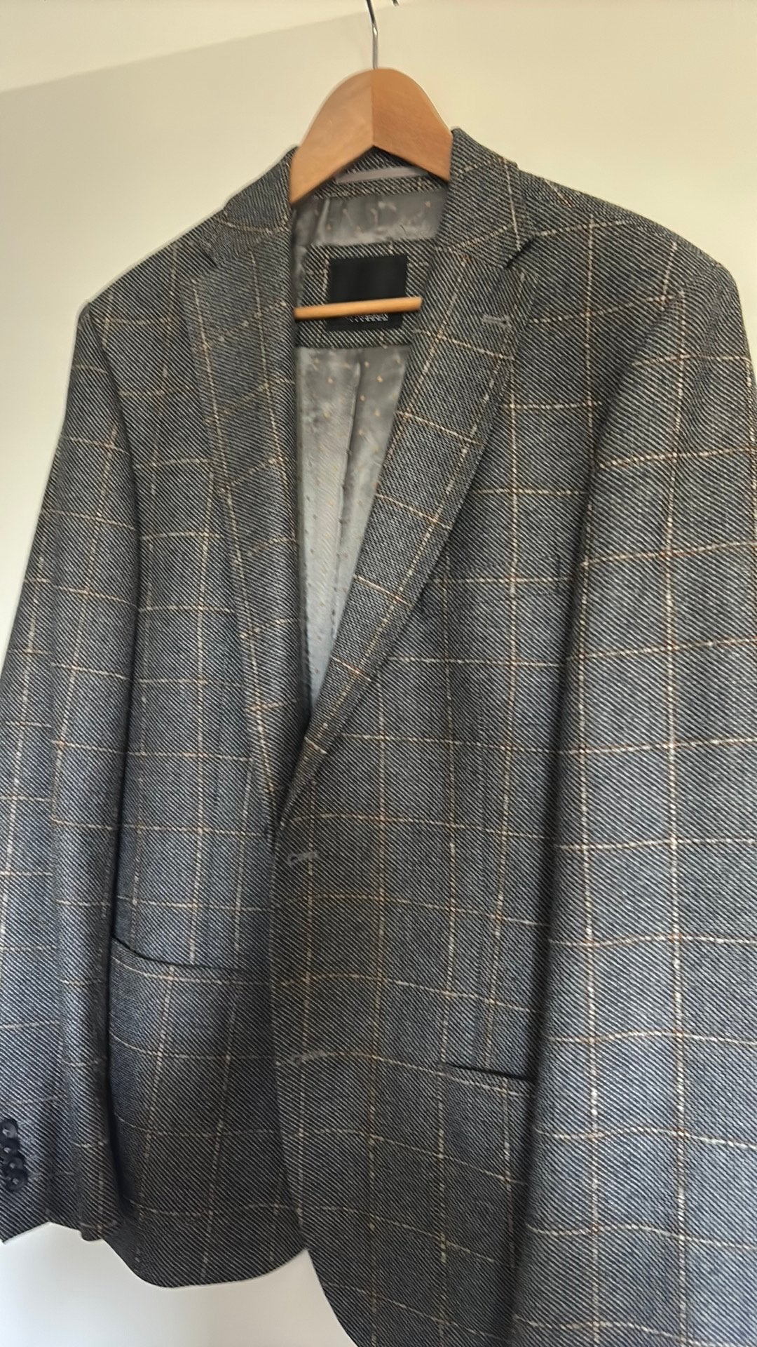 Colbert, grijs met ruit., Kleding | Heren, Kostuums en Colberts, Ophalen, Gedragen, Maat 52/54 (L), Grijs