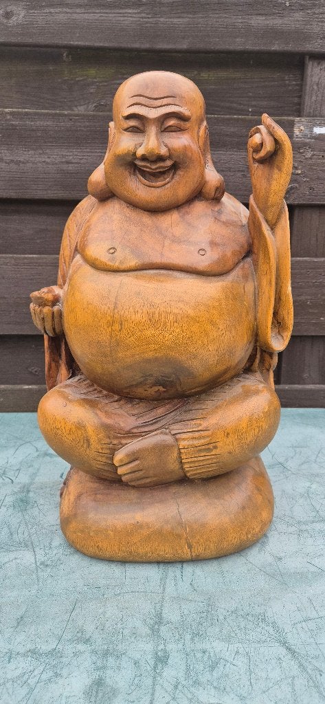 Houten Boeddha beeld 52 cm hoog, Ophalen of Verzenden