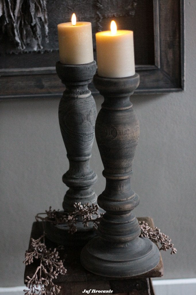 Kandelaar baluster driftwood, Www.jufbrocante.nl, Www.jufbrocante.nl, Nieuw, Ophalen of Verzenden