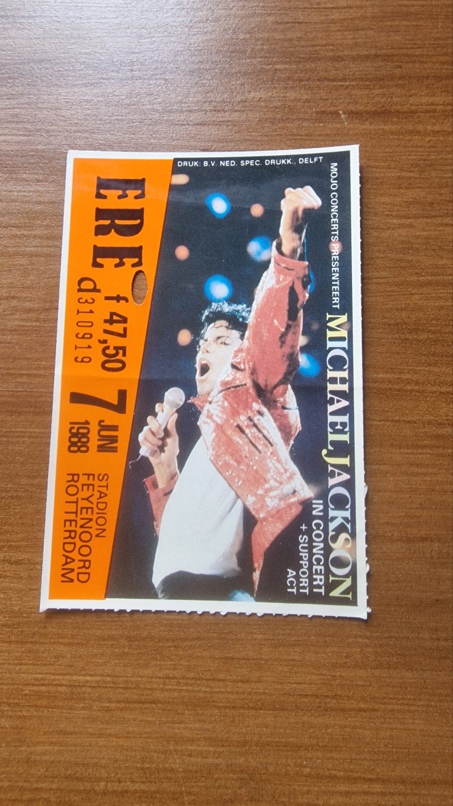 Michael Jaclson BAD Tour concert ticket jaren 80, Verzenden, Gebruikt