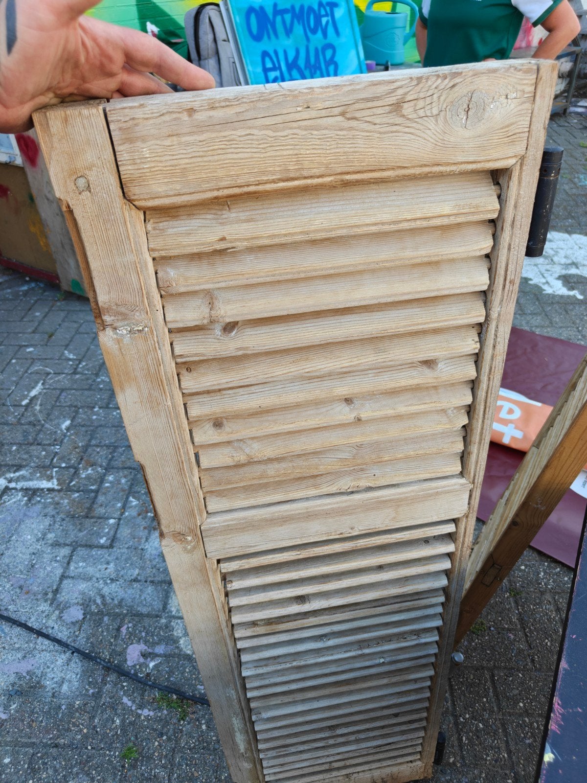 Houten Louvredeuren - Set van 2, Gebruikt, Binnendeur, Minder dan 200 cm, Hout