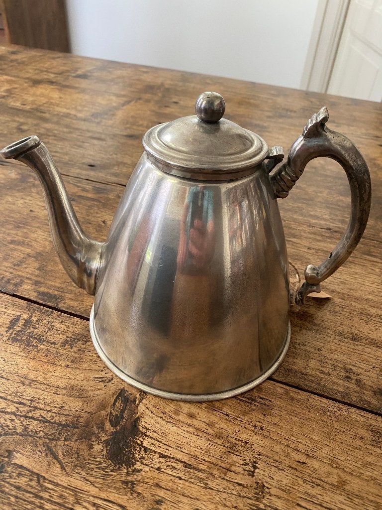 Antiek, brocante verzilverde theepot/koffiepot, Ophalen of Verzenden