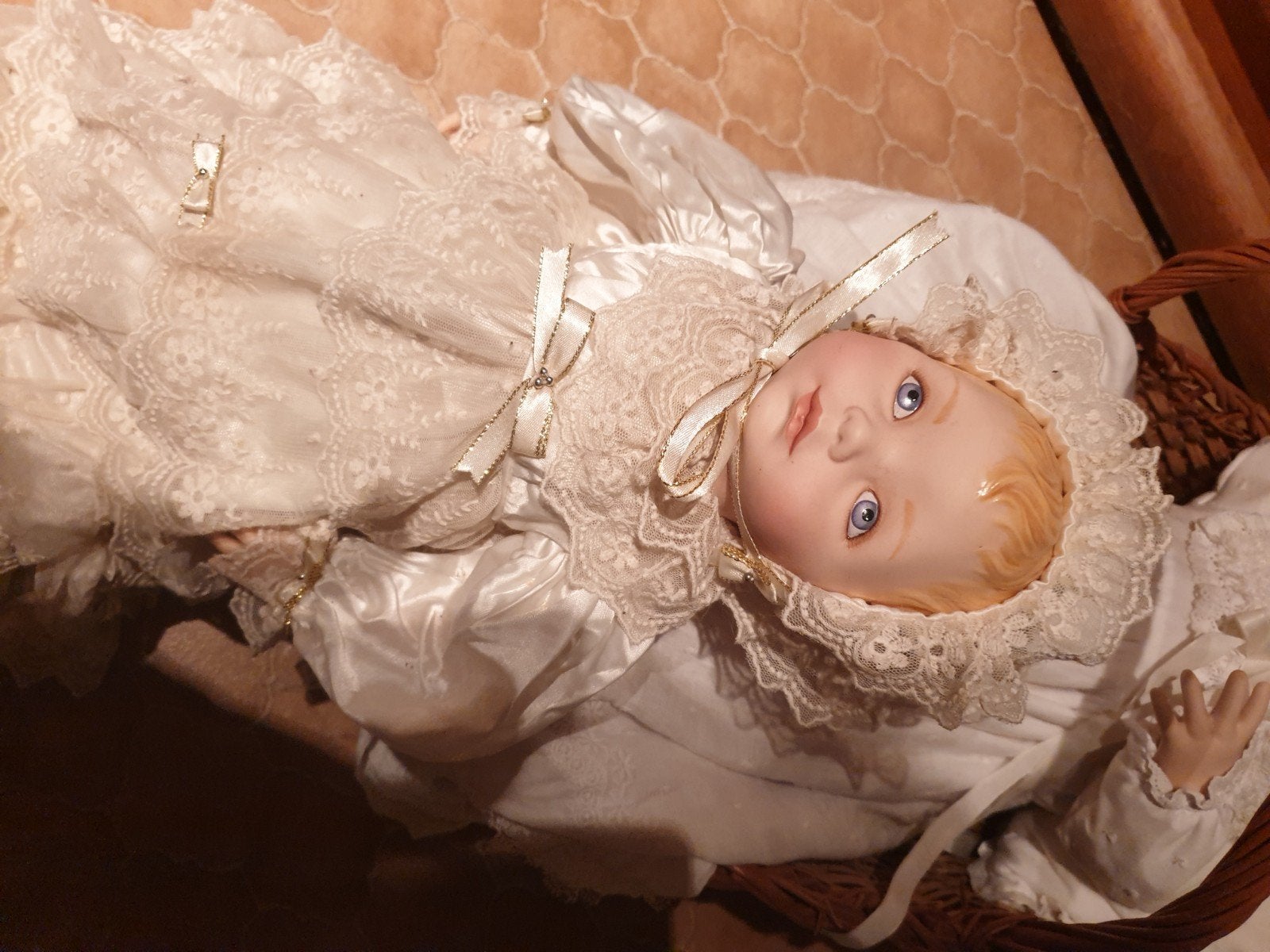 2 babypoppen van Franklin Mint ,porcelein.  Samen 50€, Verzamelen, Poppen, Ophalen of Verzenden, Pop
