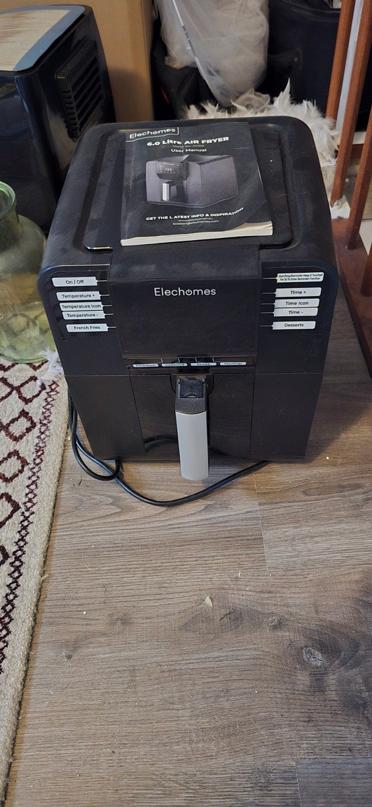 Elechomes 6.0 Liter Airfryer - Zwart, Ophalen, Elechomes, Elechomes, Zo goed als nieuw