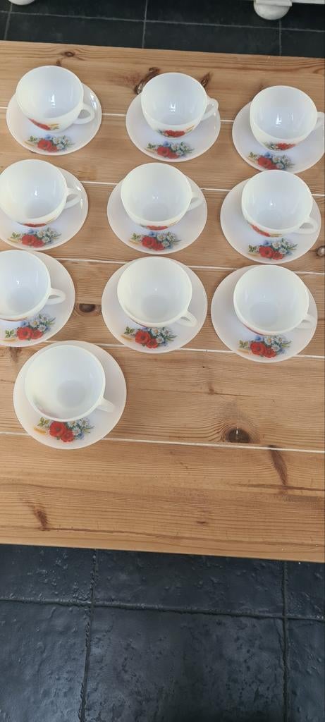10x Arcopal France Soep-/Theekommen met Schotels, Ophalen
