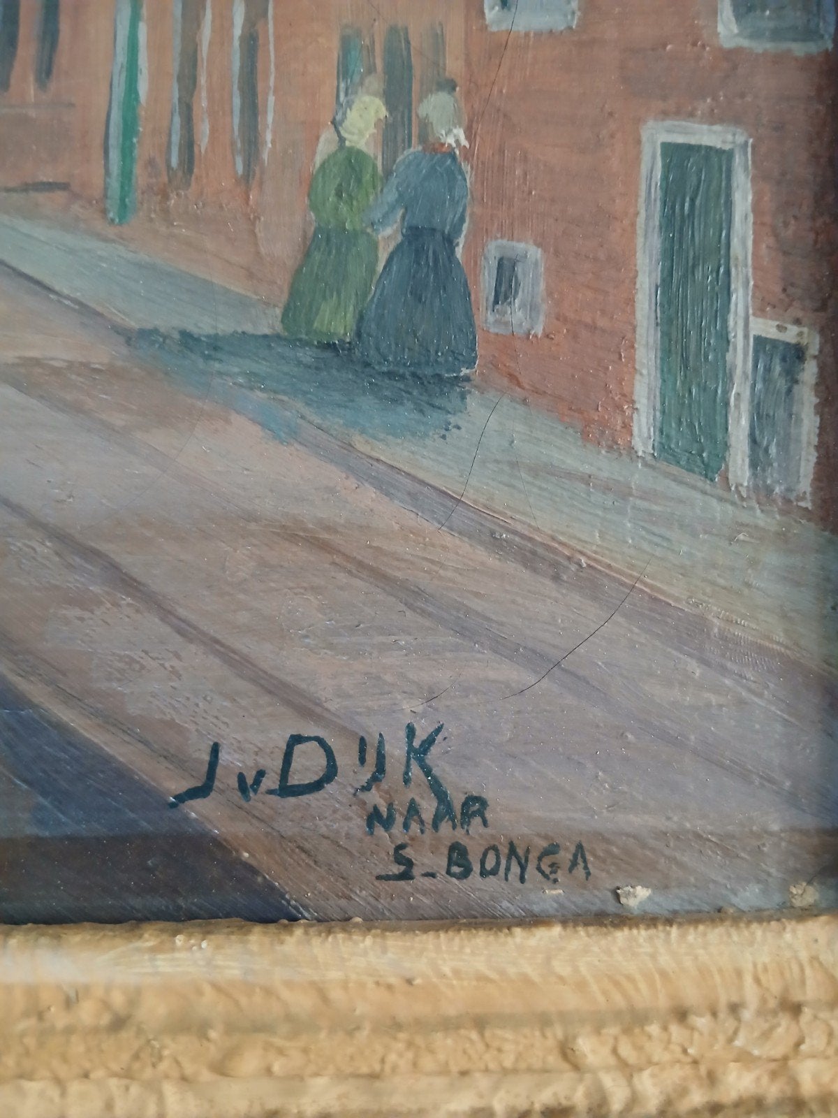 Kunstschilder  j.van dijk oud schilderij op paneel.65cmx50cm, Ophalen