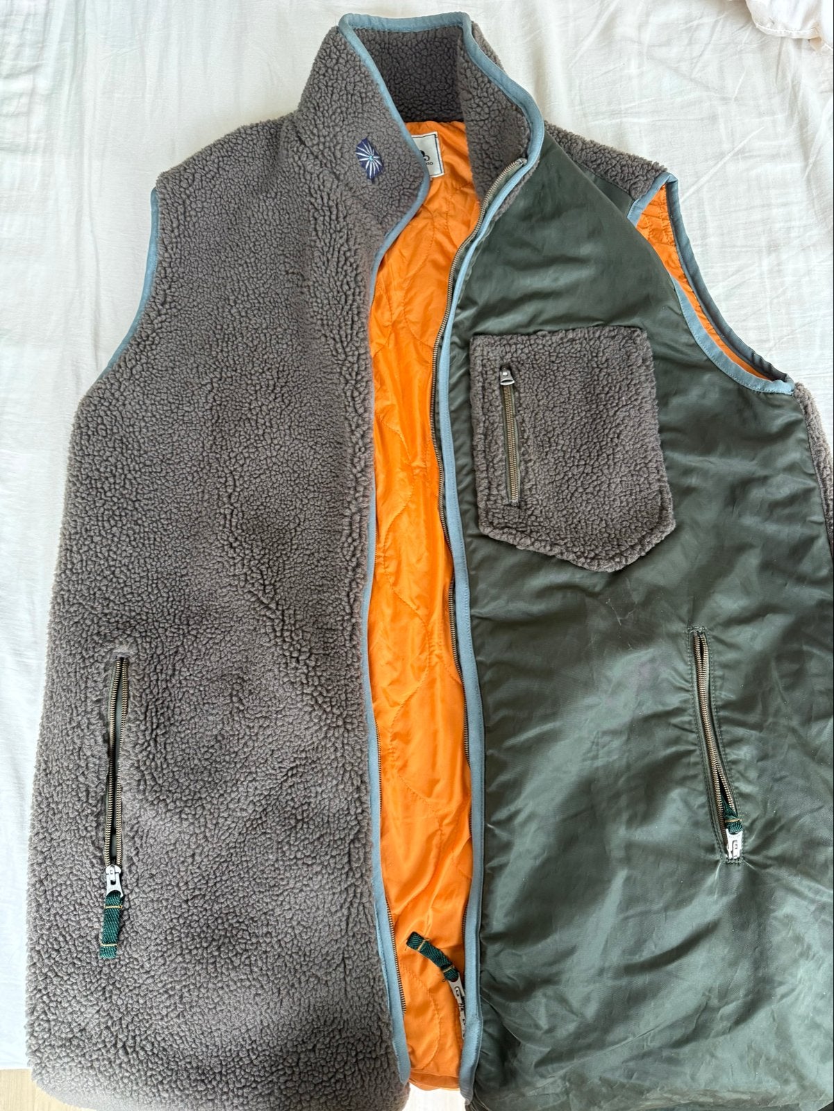 Mando Fleece Bodywarmer / Gilet - Grijs & Olijfgroen, Ophalen, Zo goed als nieuw, Maat 38/40 (M), Grijs