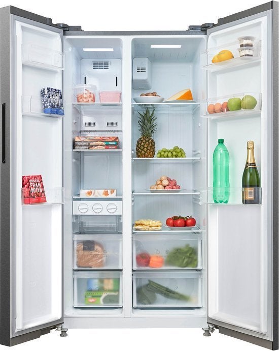 Inventum Amerikaanse koelkast SKV0178R - RVS, 200 liter of meer, Inventum Huishoudelijke Apparaten B.V., 60 cm of meer, Met aparte vriezer