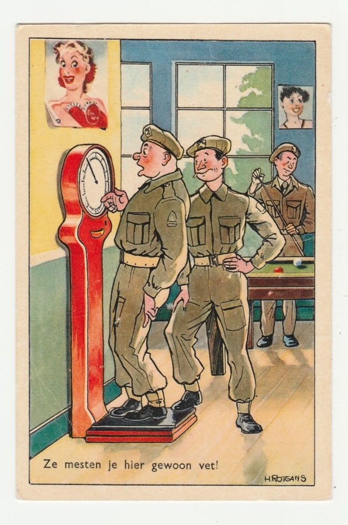 Militair.  H. Rotgans.  Ned. Illustratoren.  1954., Verzamelen, Verzenden, 1940 tot 1960, Gelopen, Overige thema's