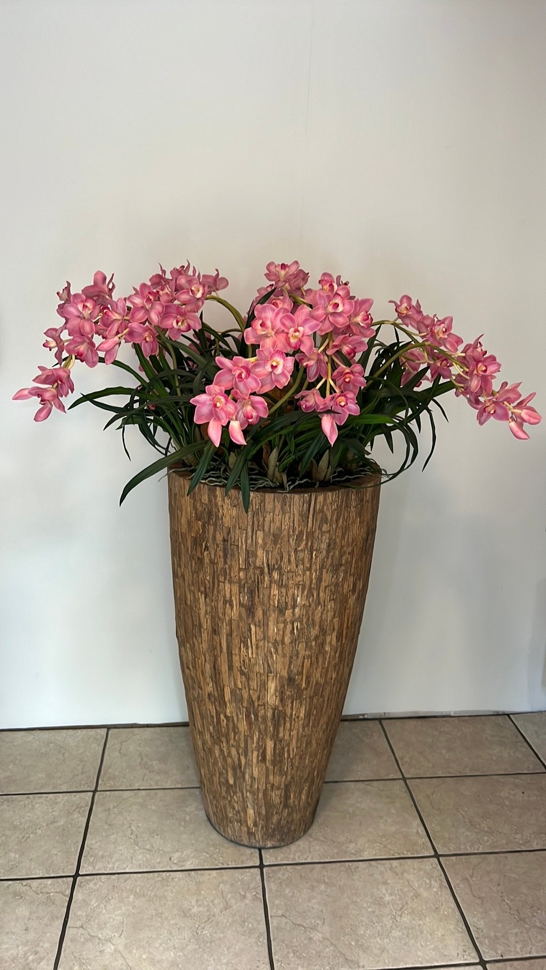 Grote teakhouten bloempot met kunstplant (prof. Kwaliteit), Ophalen, Binnen, Kunstplant, 150 cm
