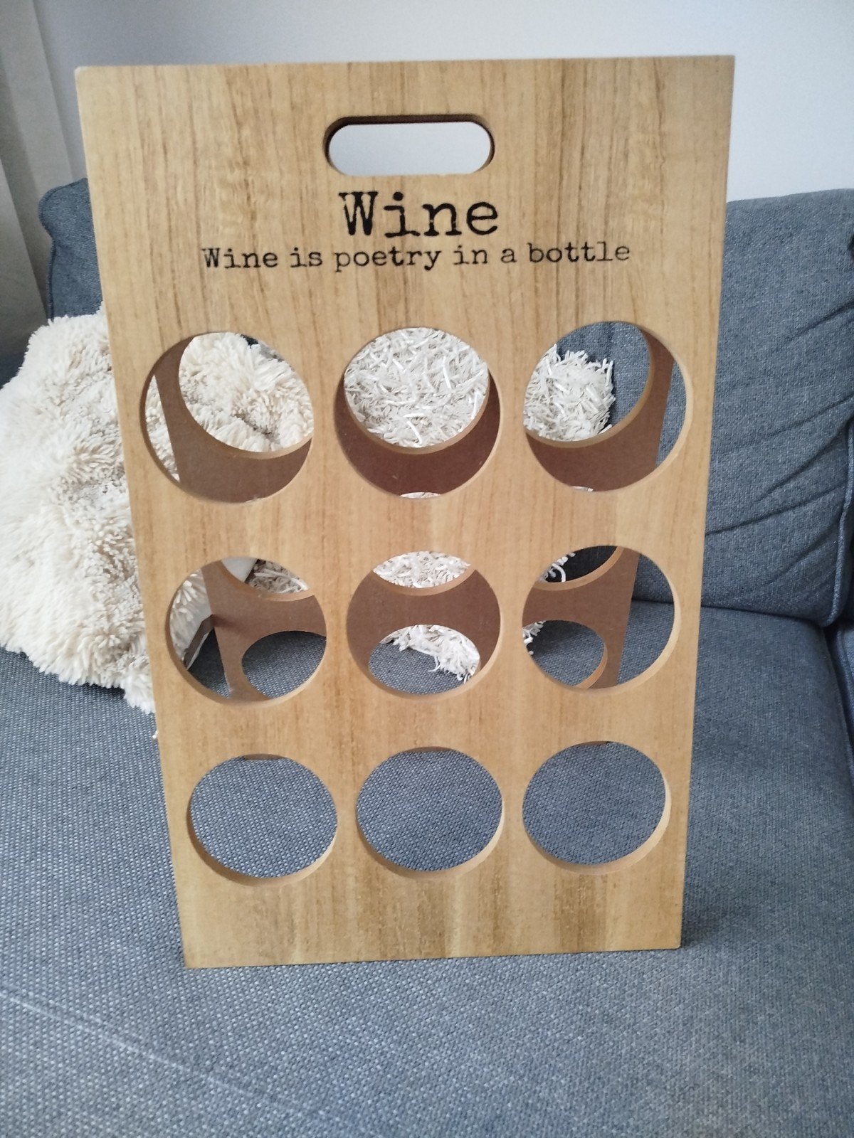 Nieuw houten wijnrek - 'Wine is poetry in a bottle', 50 – 75, 5 tot 15 flessen, Nieuw, Ophalen of Verzenden