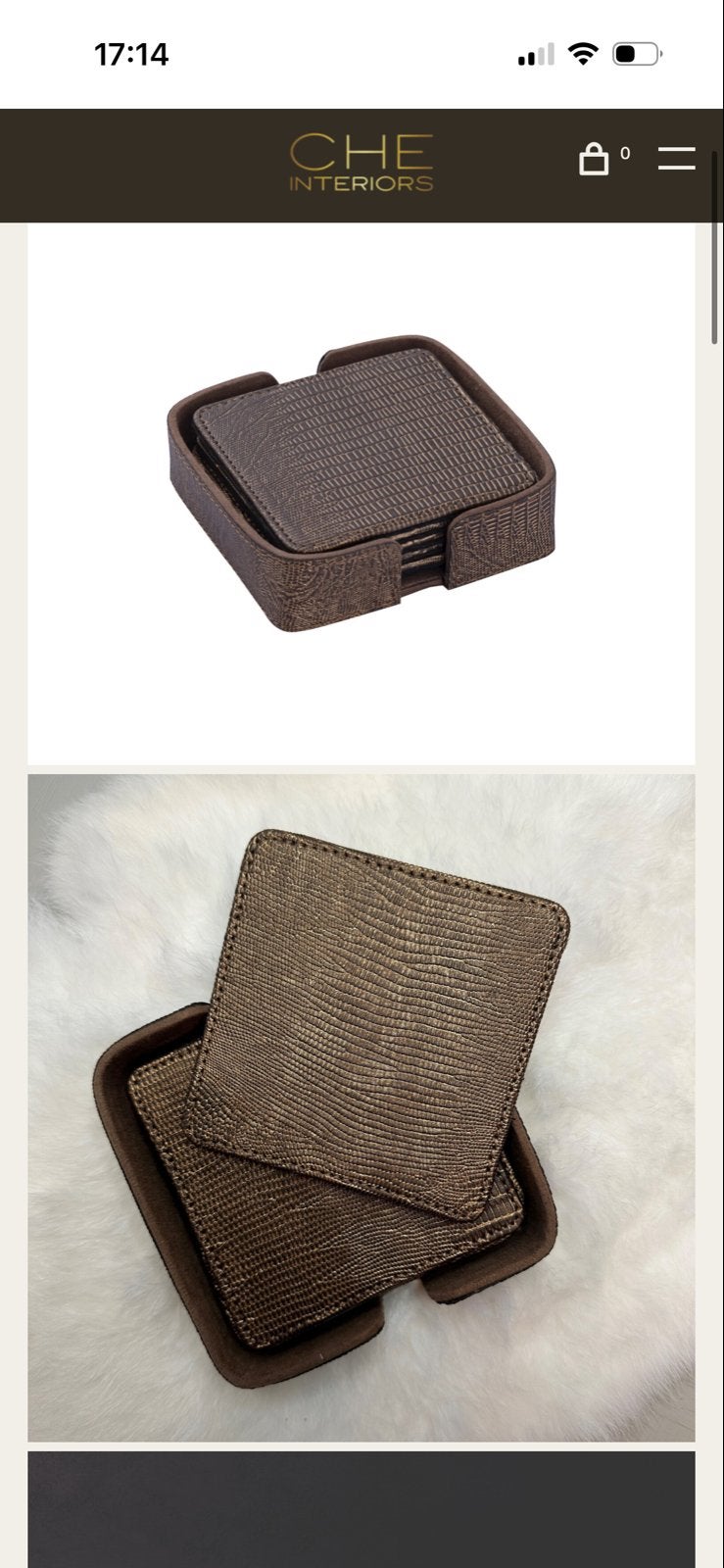 PTMD Onderzetters Brons Croco Print, Gebruikt, Glasonderzetter, Overige materialen, Bruin