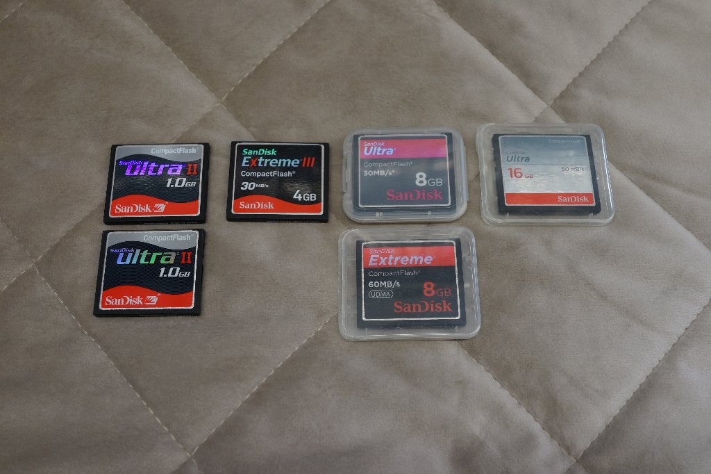 Partij van 6 SanDisk CompactFlash (CF) Geheugenkaarten, Audio, Tv en Foto, Ophalen of Verzenden, Zo goed als nieuw, Fotocamera