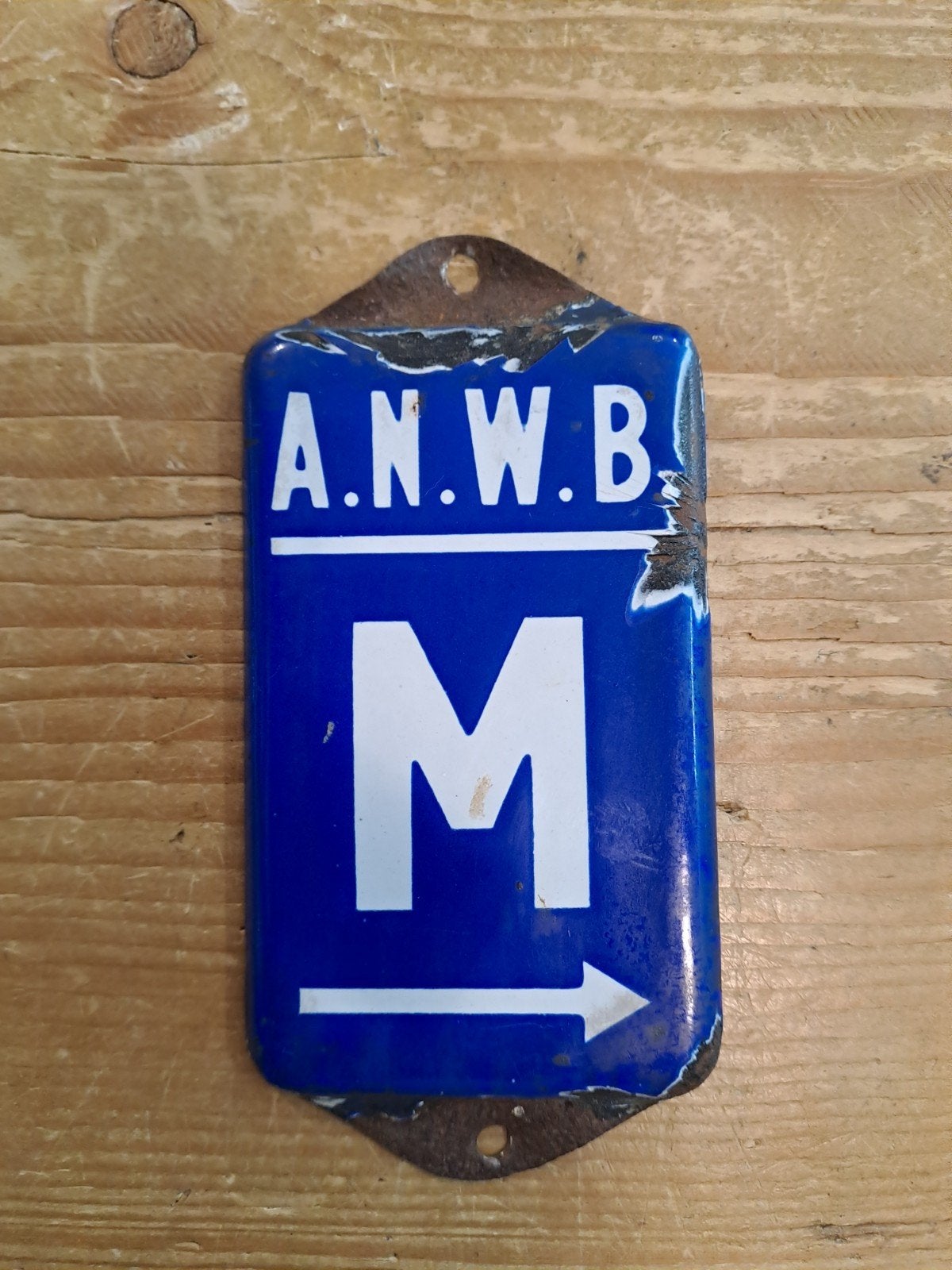 Origineel oud emaille ANWB Bordje, Verzamelen, Ophalen of Verzenden, Gebruikt, Reclamebord