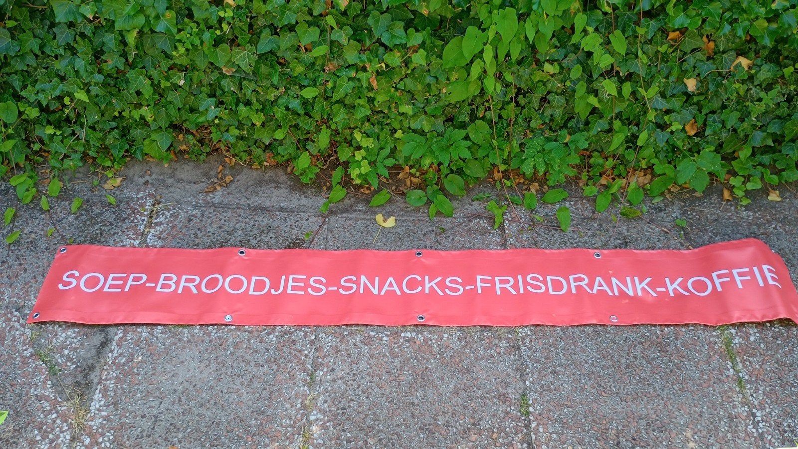 Banner soep broodjes koffie frisdrank, Ophalen, Versiering, Verjaardag