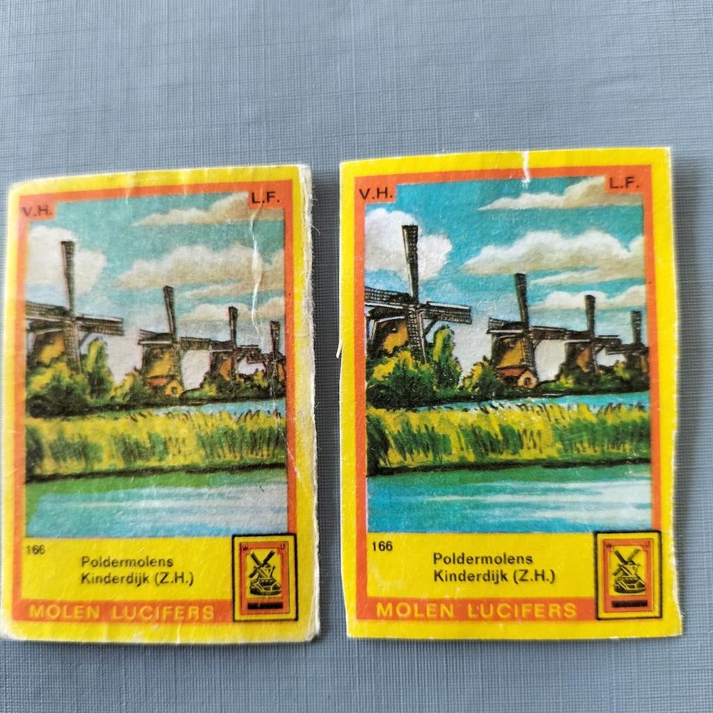 Lucifer Etiketten Molen Kinderdijk, Ophalen of Verzenden, Sigarenbandjes