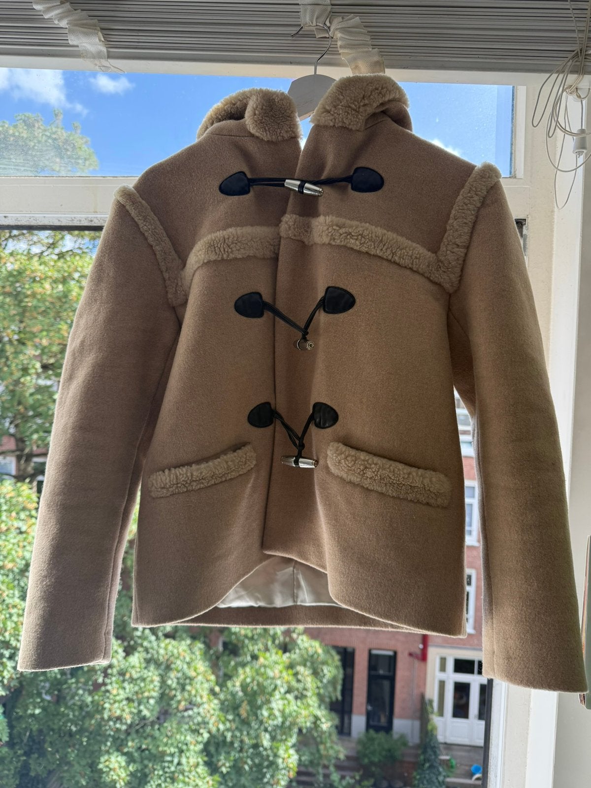Sandro winterjas duffeljas, Ophalen of Verzenden, Zo goed als nieuw, Maat 38/40 (M), Beige
