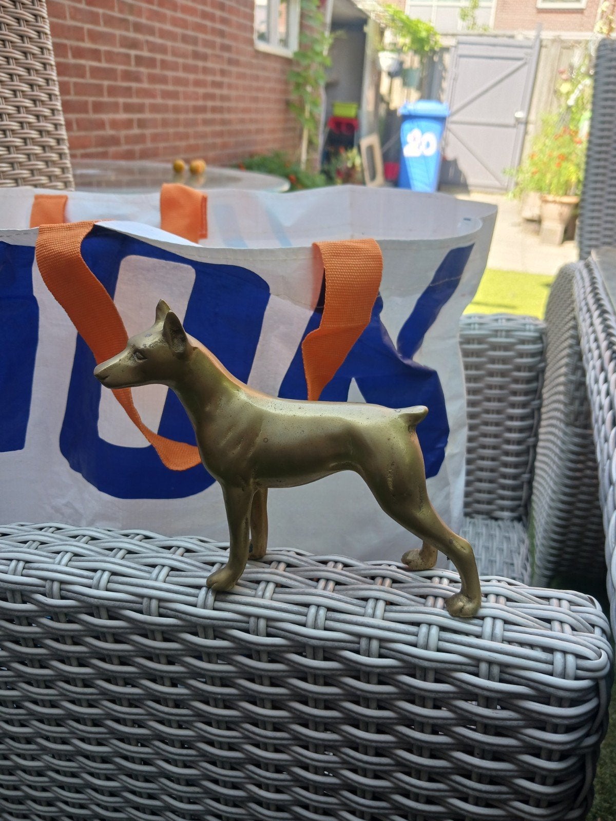 Vintage Messing Dobermann Beeldje - Hondenbeeldje, Antiek en Kunst, Ophalen of Verzenden