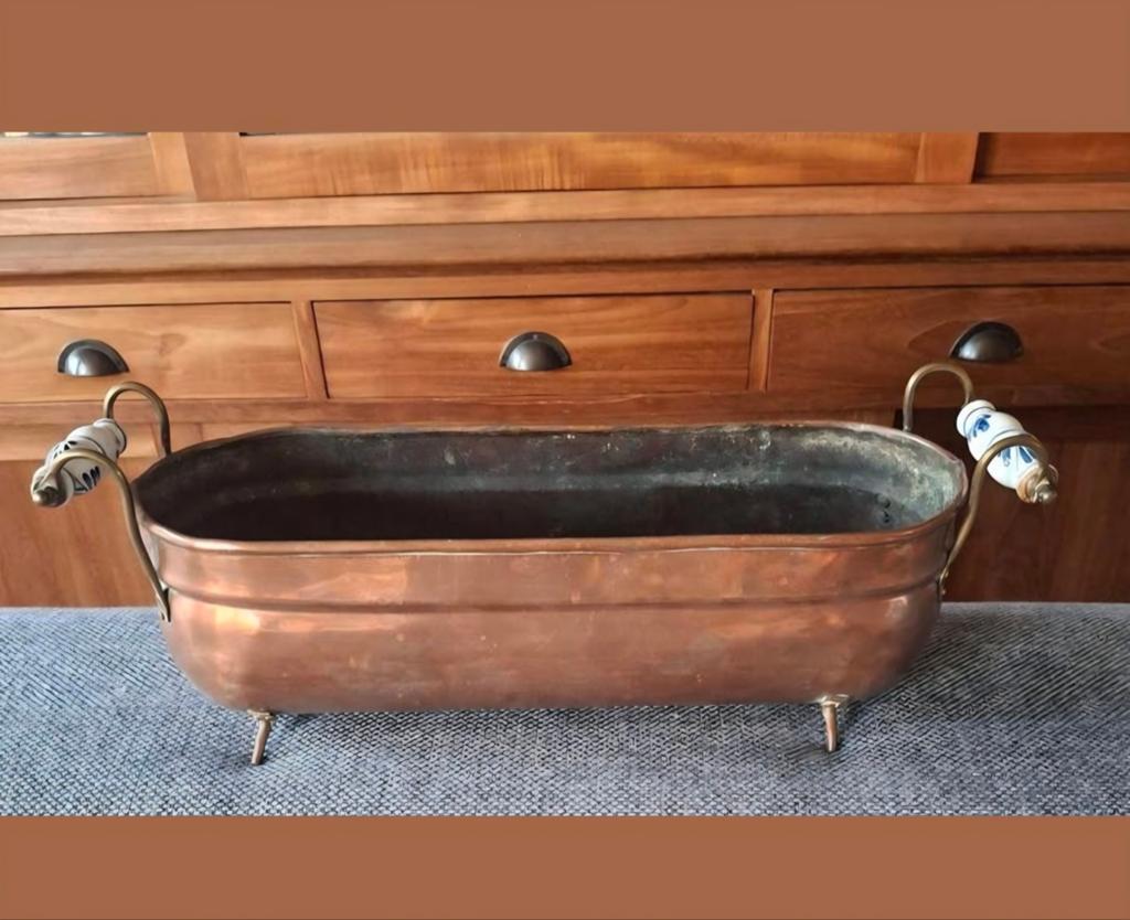 Rood koper plantenbak jardinière 43 cm, Antiek en Kunst, Ophalen of Verzenden, Koper