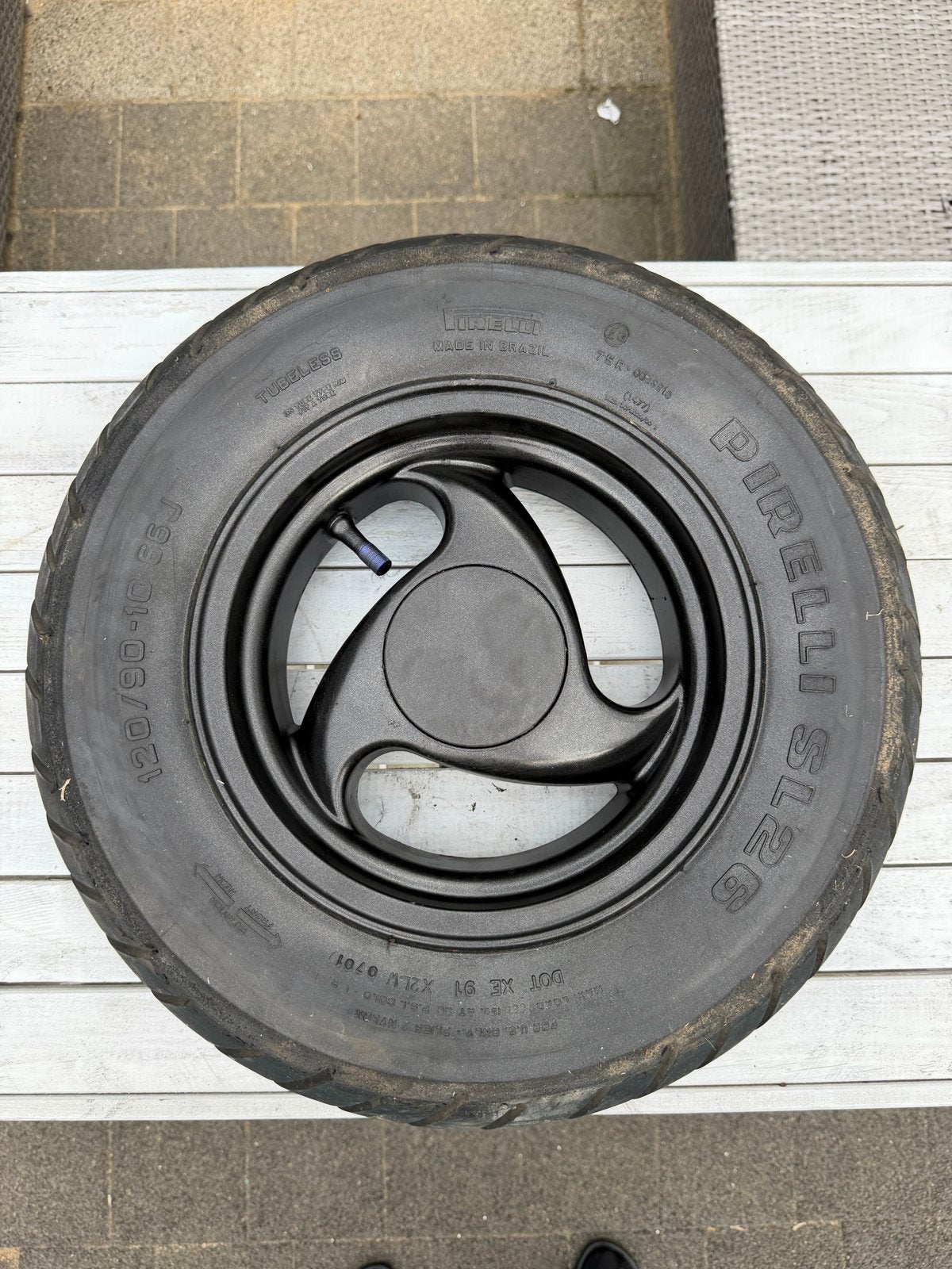 Achterwiel velg Piaggio Typhoon 120/90-10, Ophalen of Verzenden, Gebruikt, Overige typen, Piaggio