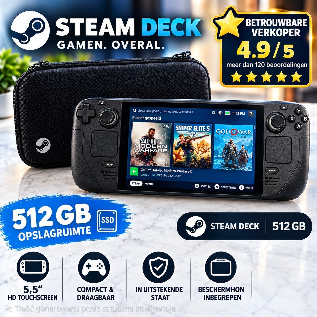 Steam Deck LCD 512GB + Beschermhoes | Nette staat | 4,9, Spelcomputers en Games, Ophalen of Verzenden, Valve, Zo goed als nieuw