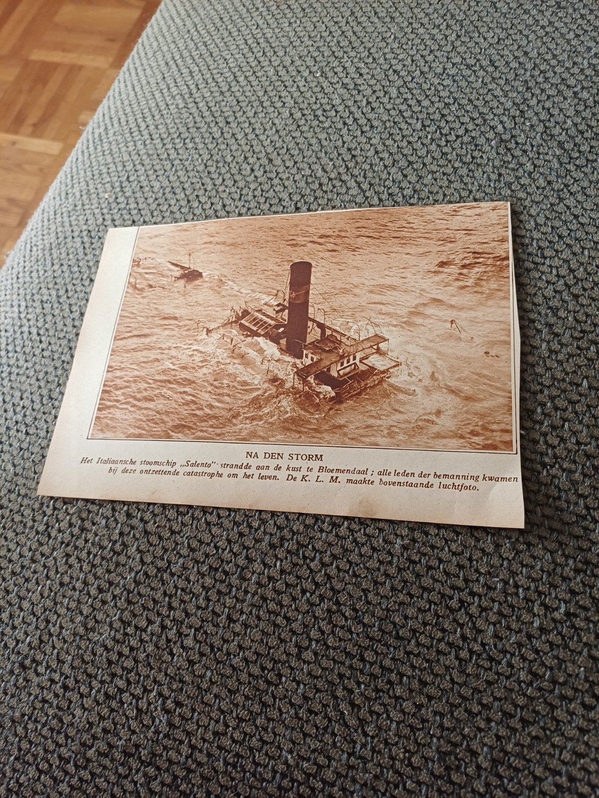 knipsel stoomschip Salento Bloemendaal 1928, Ophalen of Verzenden, 1920 tot 1940, Knipsel(s)