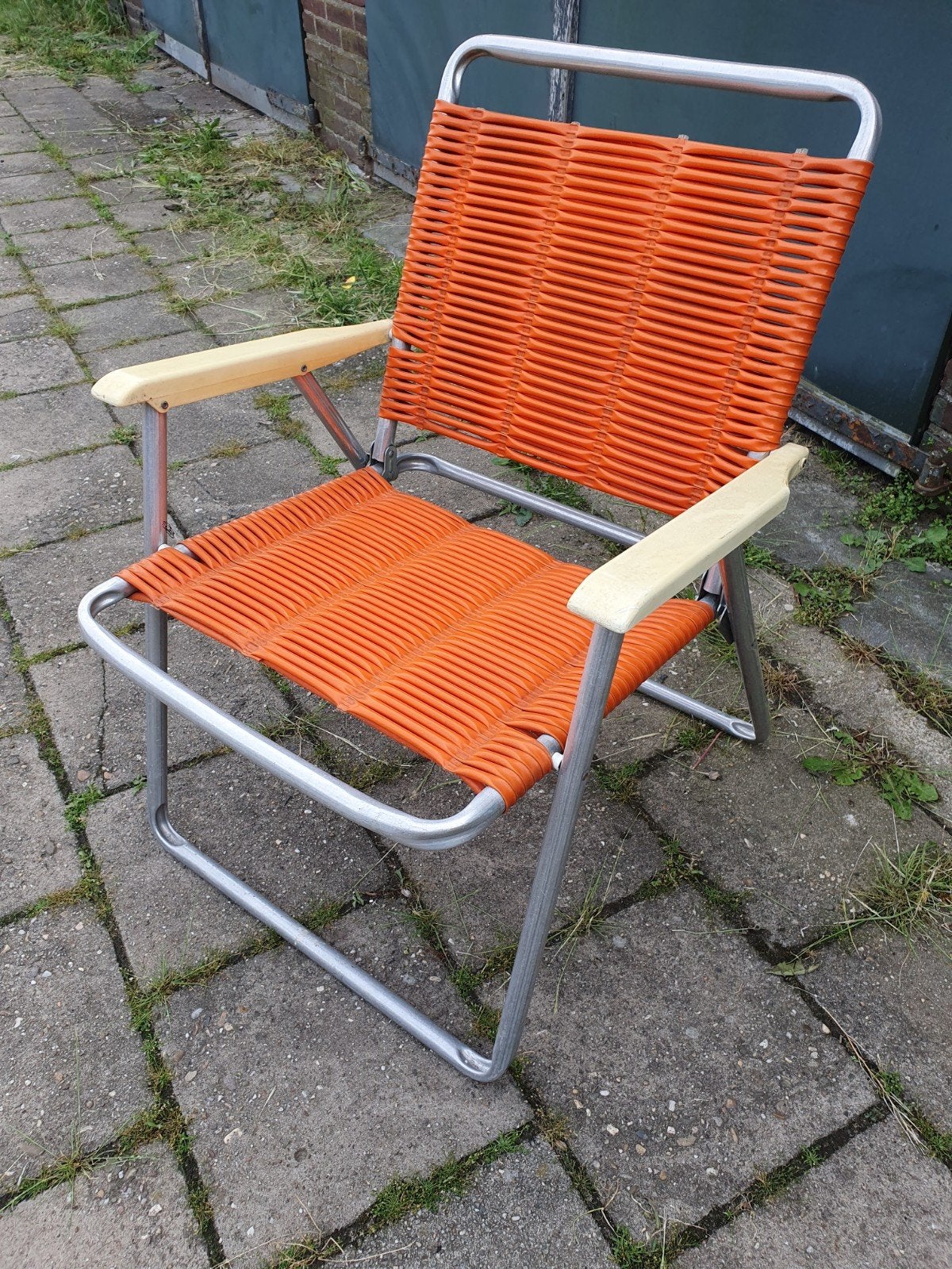 Vintage tuinstoel inklapbaar., Ophalen, Kunststof, Gebruikt, Overige kleuren