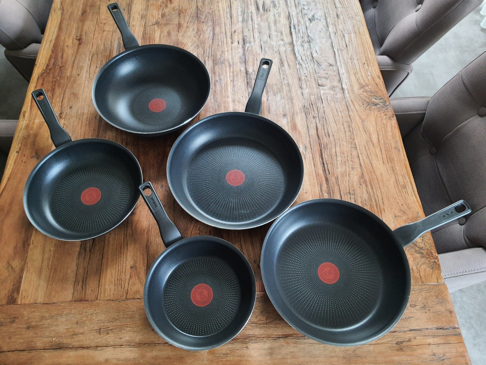 Tefal Koekenpannen Set - 5 Stuks, Koekenpan, Tefal, Antiaanbaklaag, Ophalen of Verzenden