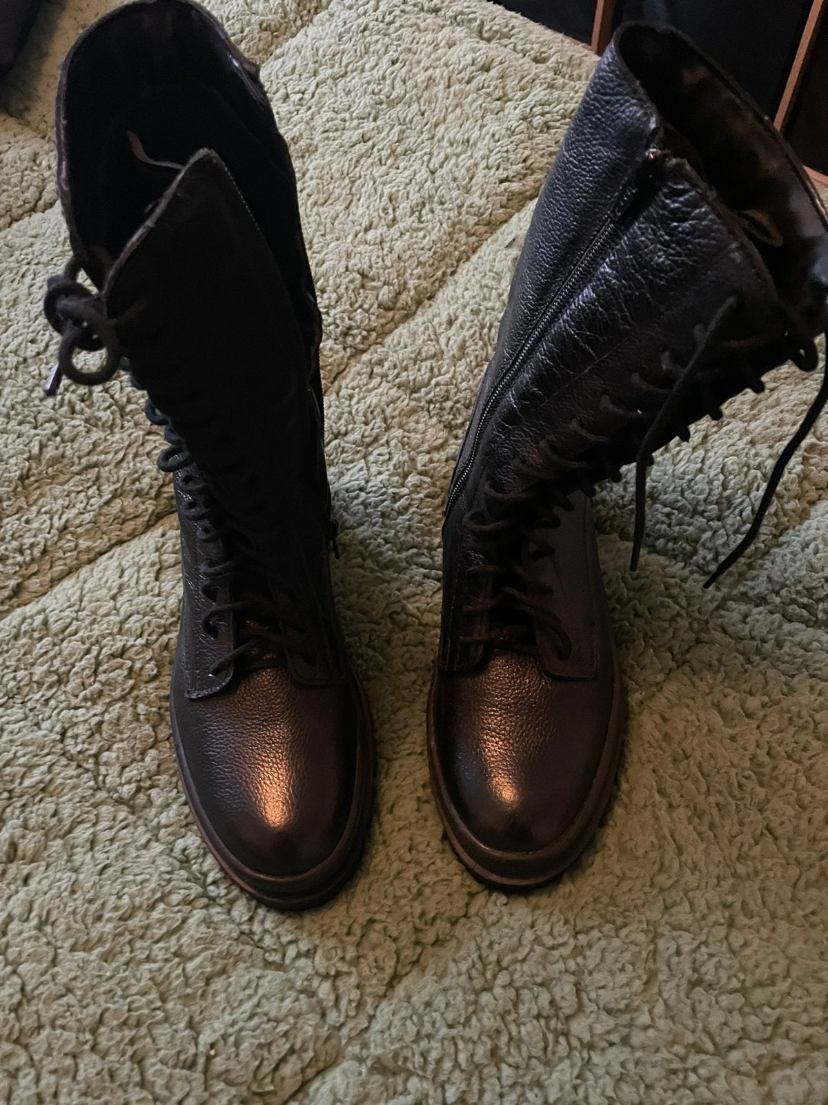 Zwarte leren hoge boots, Ophalen, Hoge laarzen, Zwart, Zo goed als nieuw