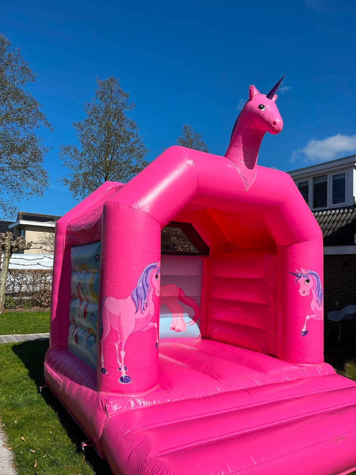 Roze Eenhoorn Springkasteel - Perfect voor Feestjes!, Ophalen of Verzenden, Zo goed als nieuw