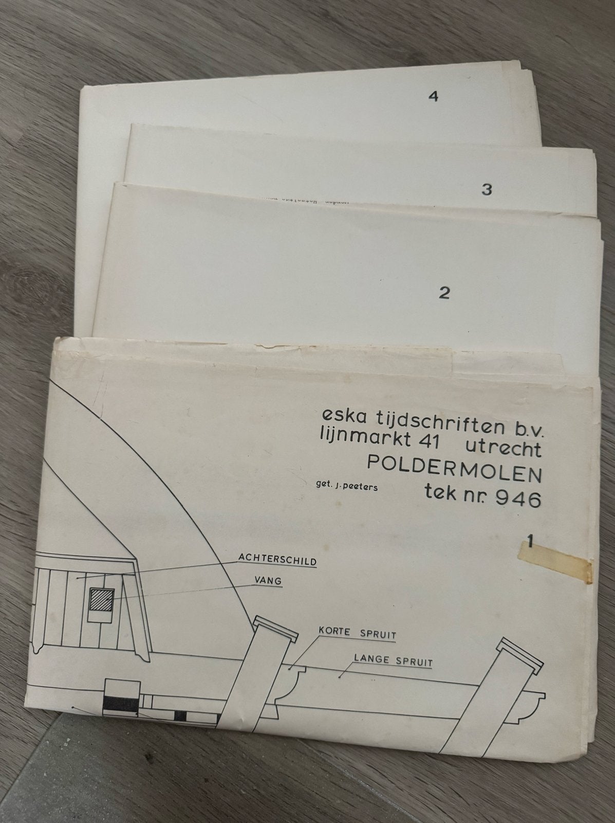 Poldermolen bouwtekening - Eska Tijdschriften (1974), Ophalen of Verzenden, Zo goed als nieuw