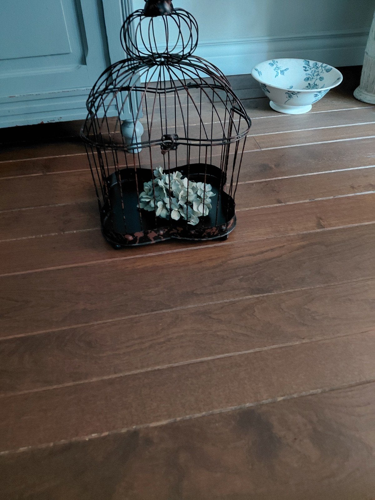 decoratieve  vogelkooi bruin roest, Ophalen of Verzenden, Gebruikt, Metaal, Vogelkooi