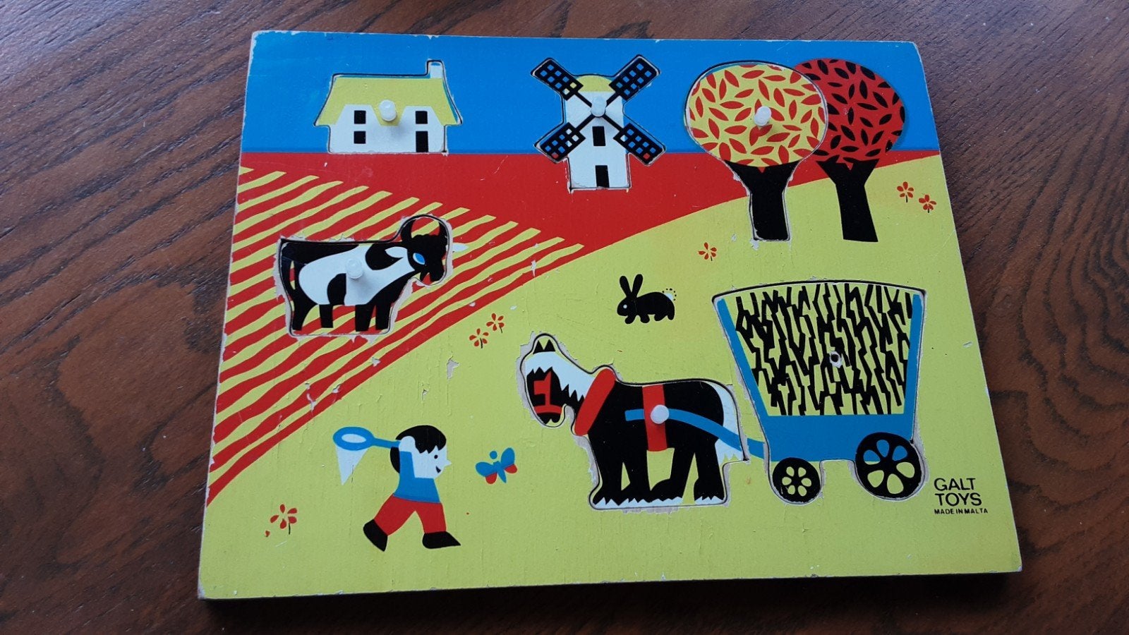 Oudere insteek puzzel - Boerderij thema, 2 tot 4 jaar, Gebruikt, Ophalen of Verzenden, Van hout