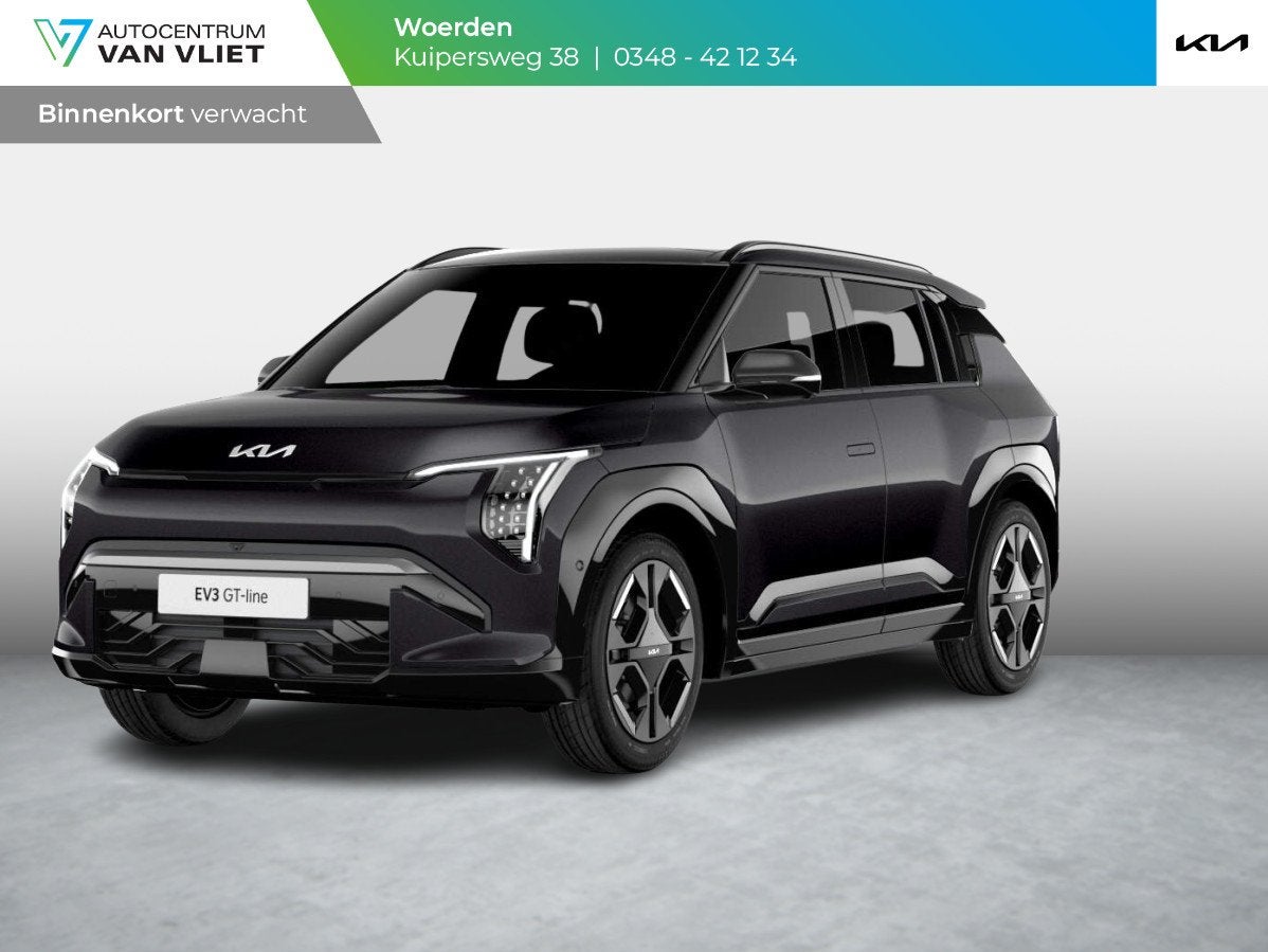 Kia EV3 GT-Line 81.4 kWh | Navi | 19" | Adapt. Cruise | Clim, 510 min, Zwart, 204 pk, SUV of Terreinwagen