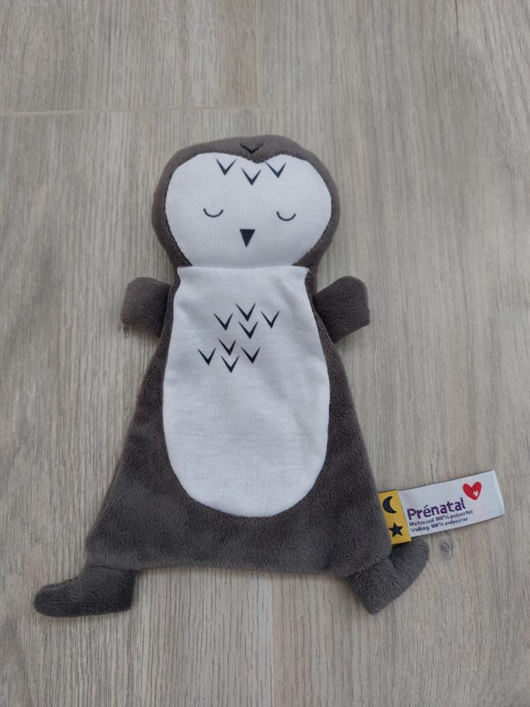 Knuffel knuffeldoekje prenatal uil grijs L1279, Ophalen of Verzenden, Zo goed als nieuw