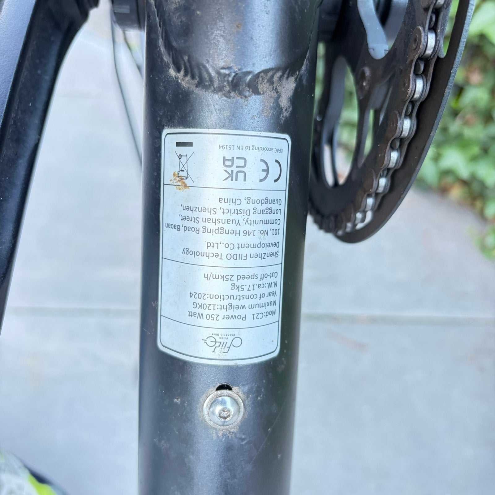 Electrische fiets defecte as voor wiel Fiido, Ophalen, Gebruikt, 30 tot 50 km per accu, Overige merken