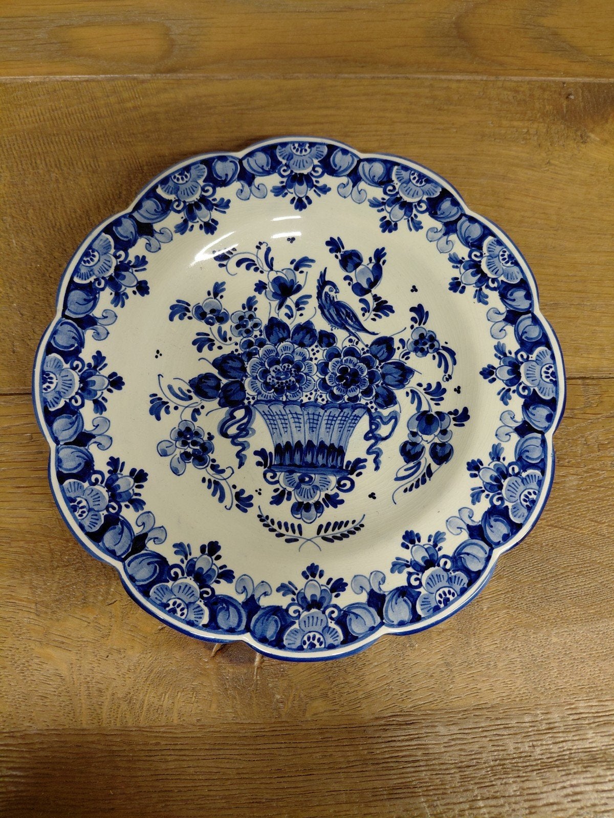 Delfts Blauw Wandbord met Bloemen en Vogels, Ophalen of Verzenden