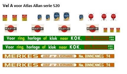 Decals voor Atlas Allan serie 520 (Vel A of C), Ophalen of Verzenden, Nieuw, Overige typen