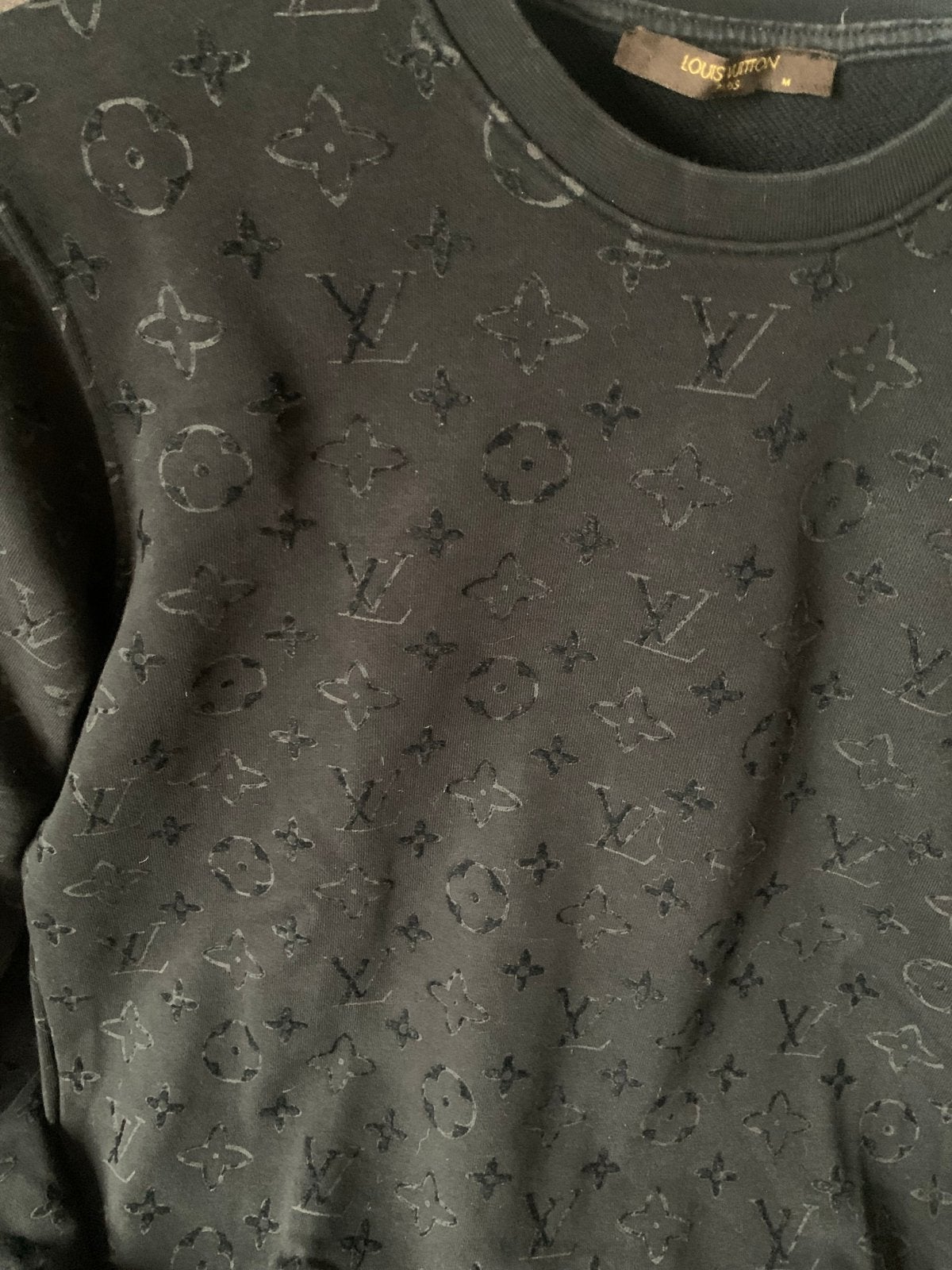Louis Vuitton Monogram Crewneck Sweater Zwart Maat M, Ophalen of Verzenden, Gedragen, Maat 48/50 (M), Zwart