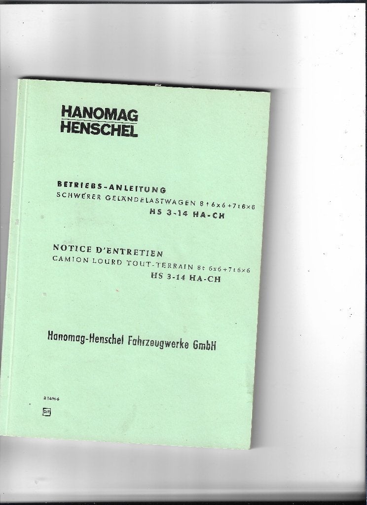 Hanomag Henschel HS 3-14 HA-CH Bedieningshandleiding, Gelezen, Ophalen of Verzenden, Overige merken, Hanomag-Henschel Fahrzeugwerke GmbH