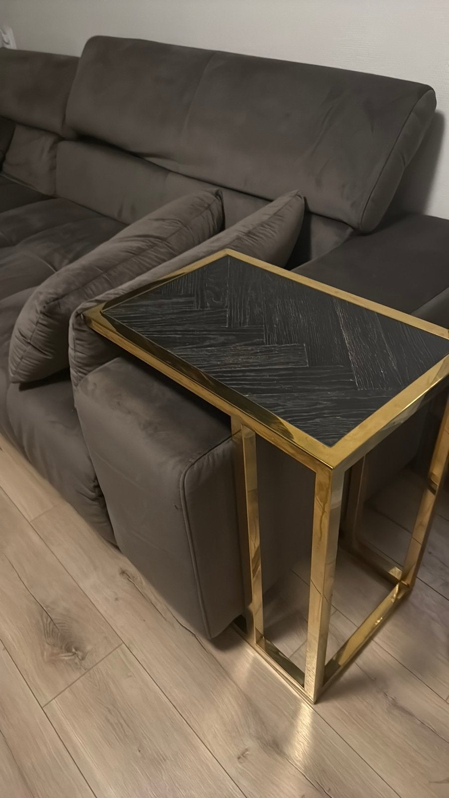 Richmond Bijzettafel – Zwart/Goud Luxe Design, Ophalen, 50 tot 100 cm, Rond, Zo goed als nieuw