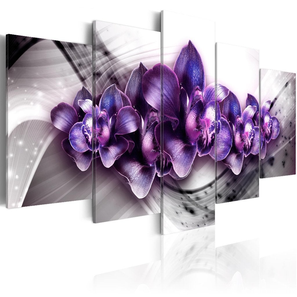 850 Paarse Bloemen 5 Luik Canvas Schilderij 200x100cm Nieuw, Antiek en Kunst, Kunst | Schilderijen | Abstract, Ophalen of Verzenden